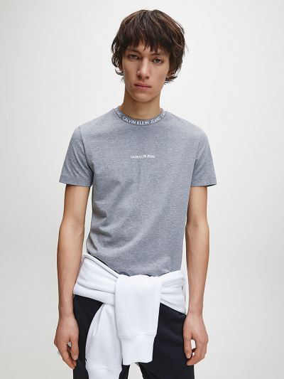 Calvin Klein Ruhák HU895507 | Calvin Klein Slim Logo Férfi Póló Szürke